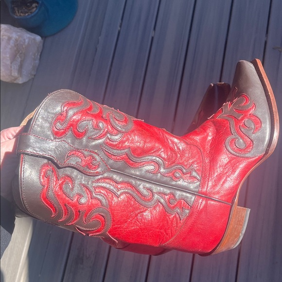 Tony Lama Women’s Red and Brown Leather Cowboy Boots - Picture 9 of 9